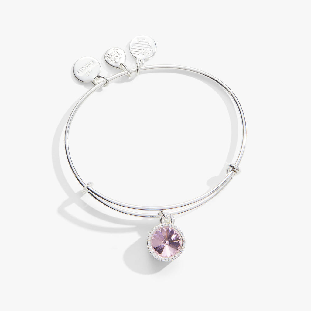 October Birthstone charm bangle bracelet in rose gold tone finish