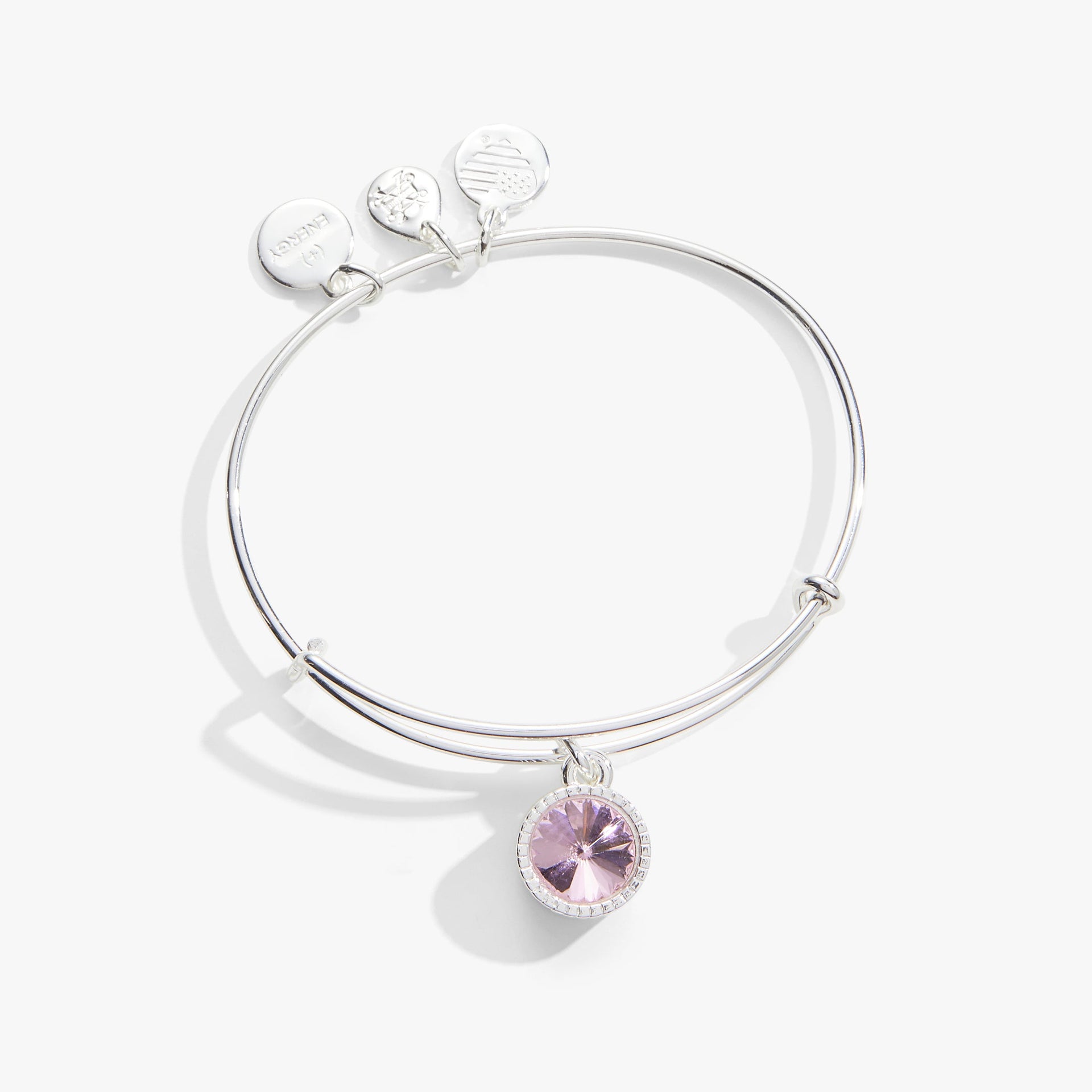 October Birthstone charm bangle bracelet in rose gold tone finish