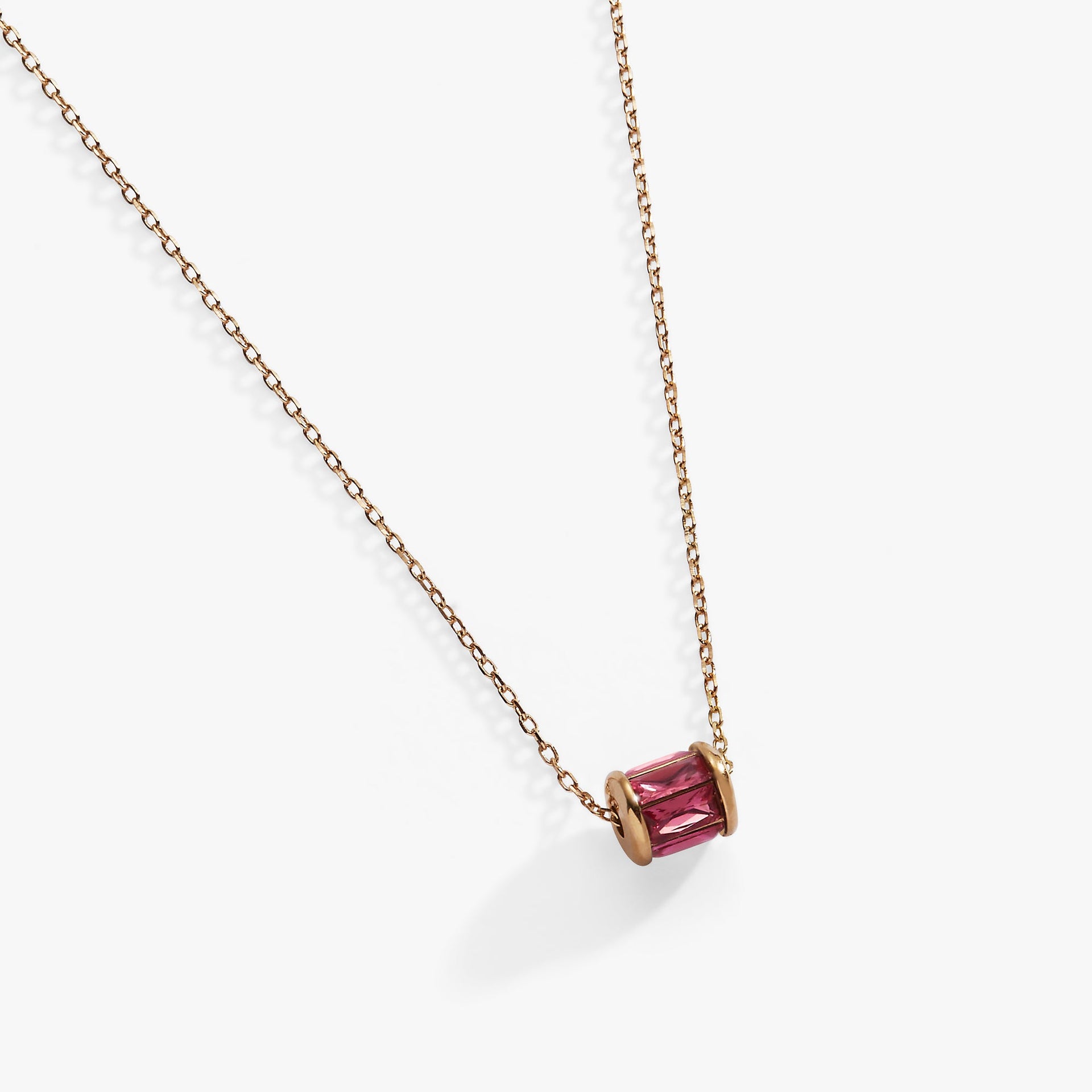 October Birthstone Barrel Pendant Necklace in Sterling Silver or Gold