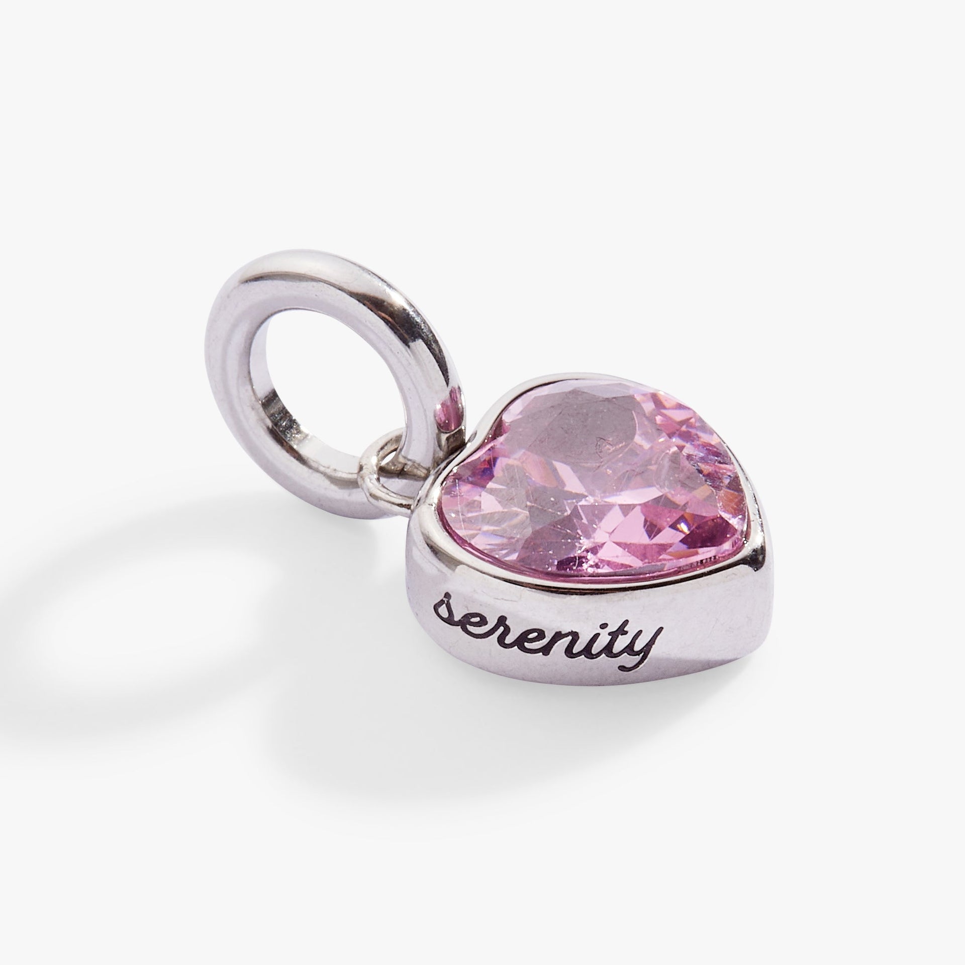 October Serenity Heart Birthstone Charm - Pink Crystal Gold Tone