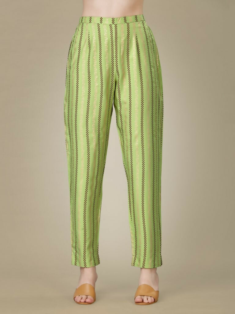 Women's Light Green Embroidered Rayon Straight Kurta Pant Set