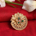 Elegant gold-polished Joharkamal stone-studded ring with an adjustable band design