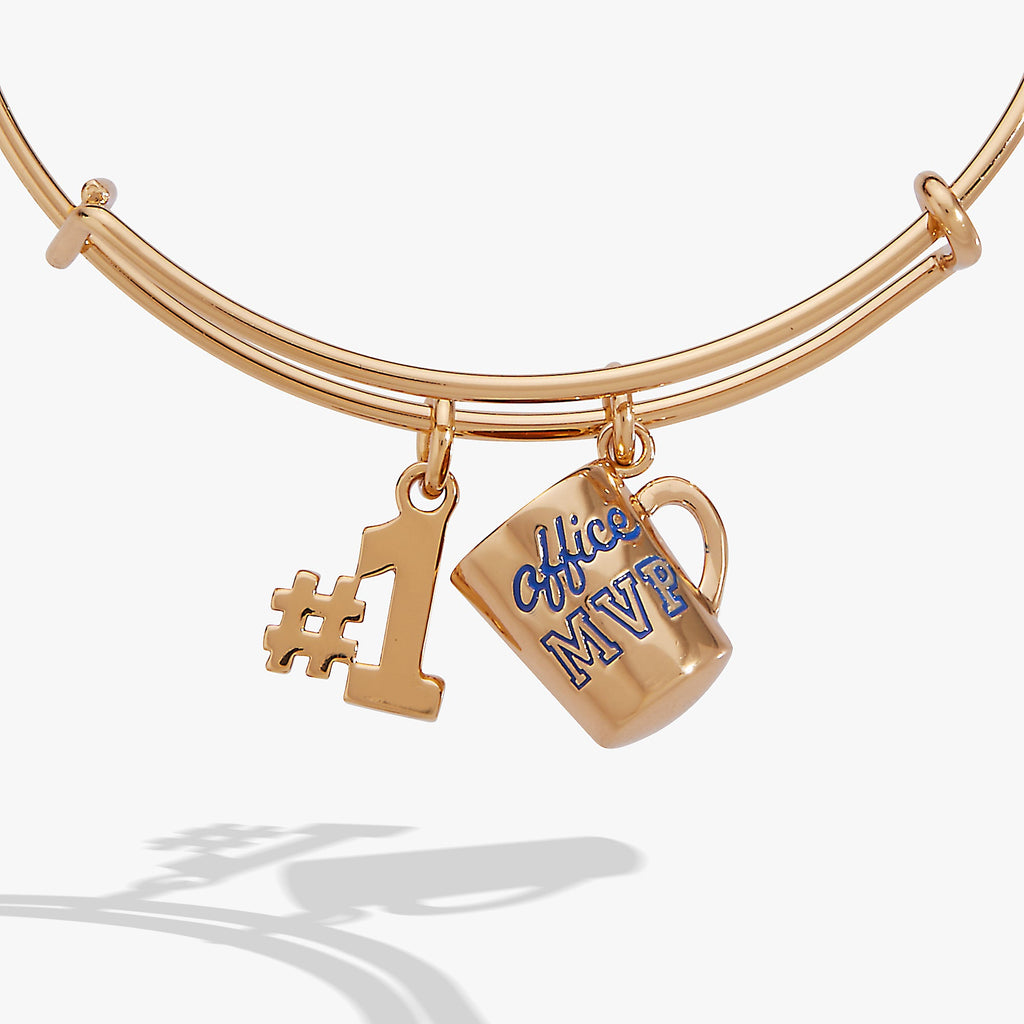 Office MVP Expandable Bangle Bracelet with Gold-Plated Coffee Charm