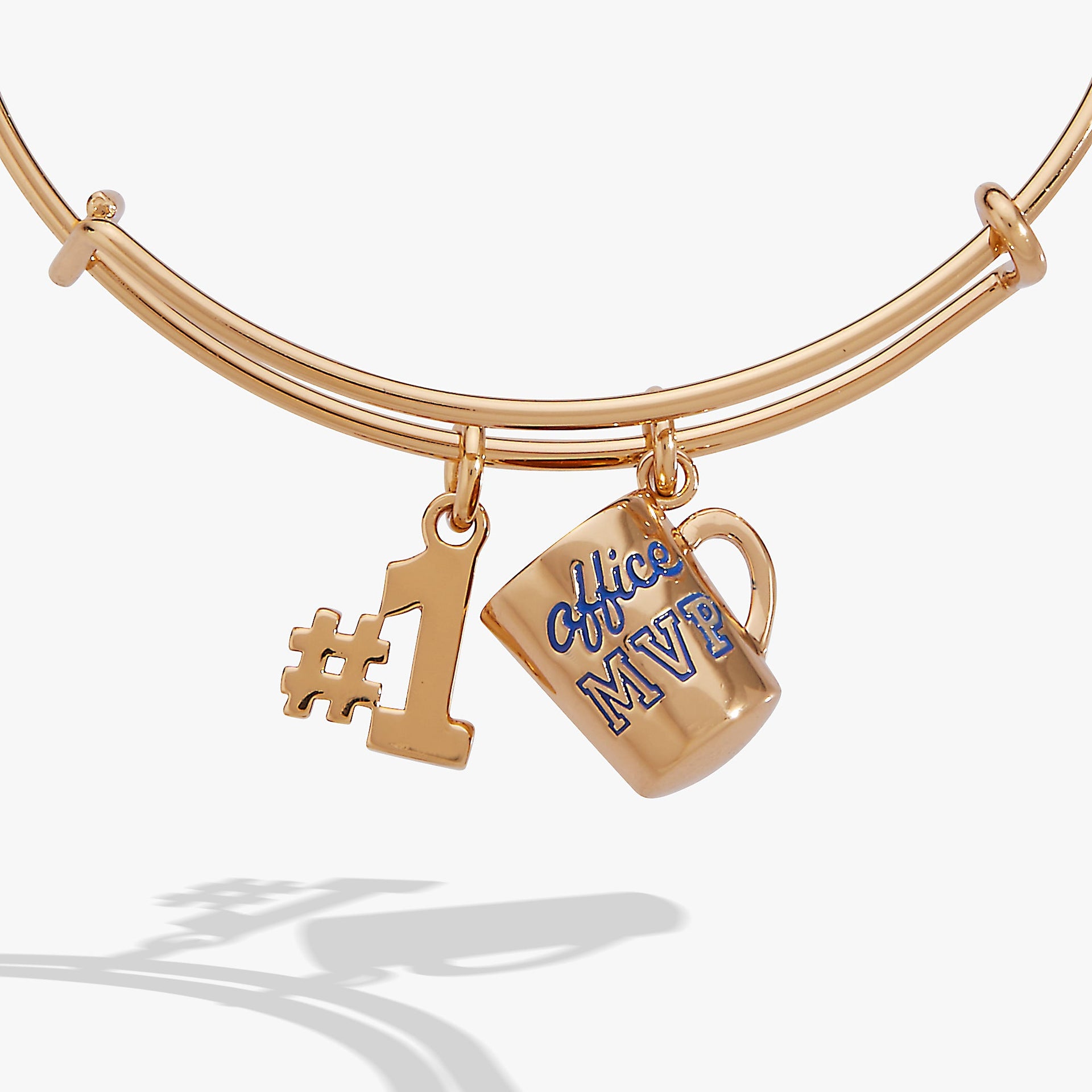 Office MVP Expandable Bangle Bracelet with Gold-Plated Coffee Charm
