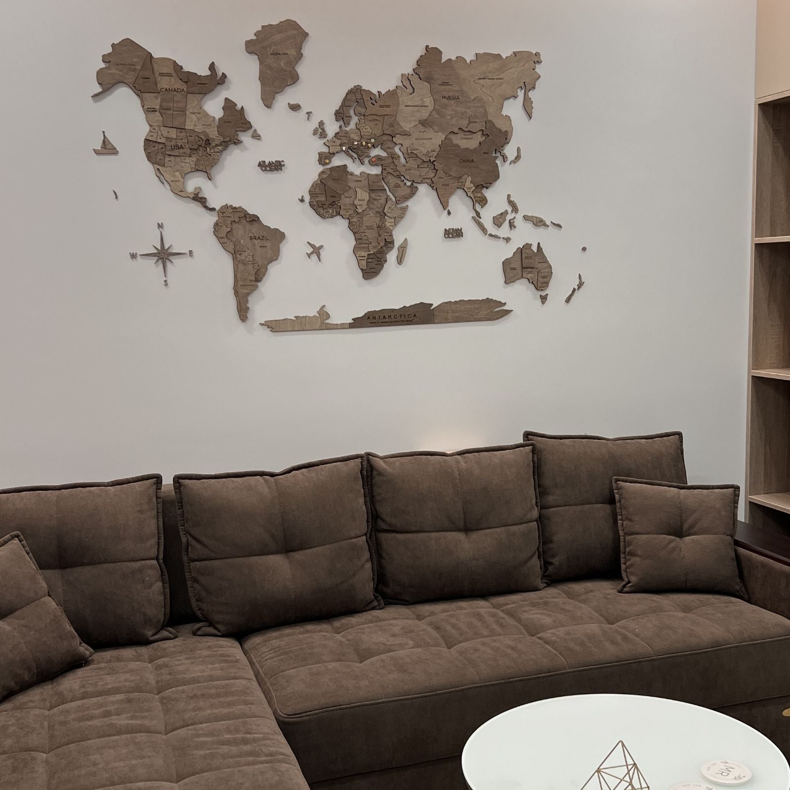 Large Wooden World Map Wall Art – Minimalist Travel Inspired Decor
