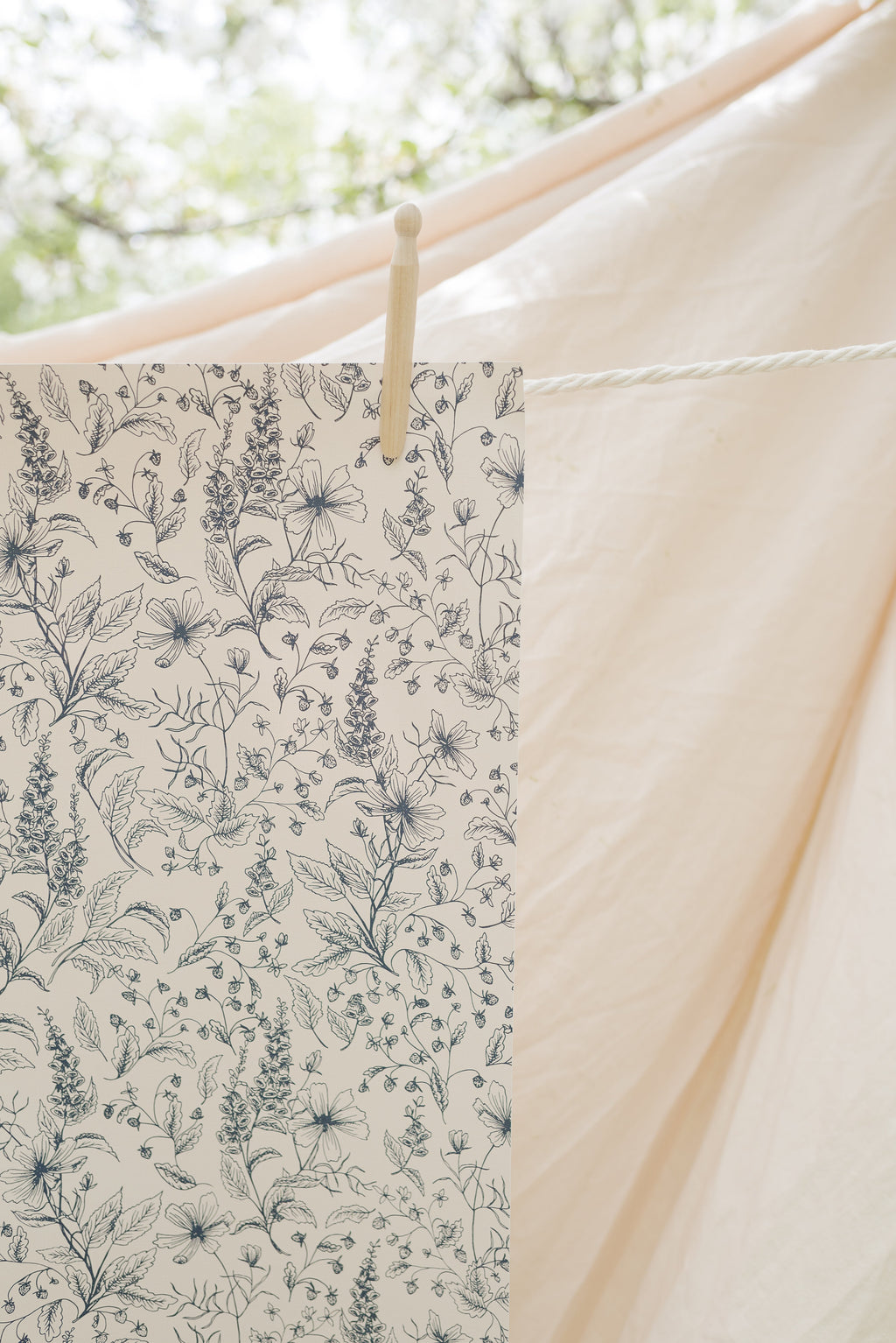 Collins Floral Wallpaper in Blue and Cream Vintage Cottagecore