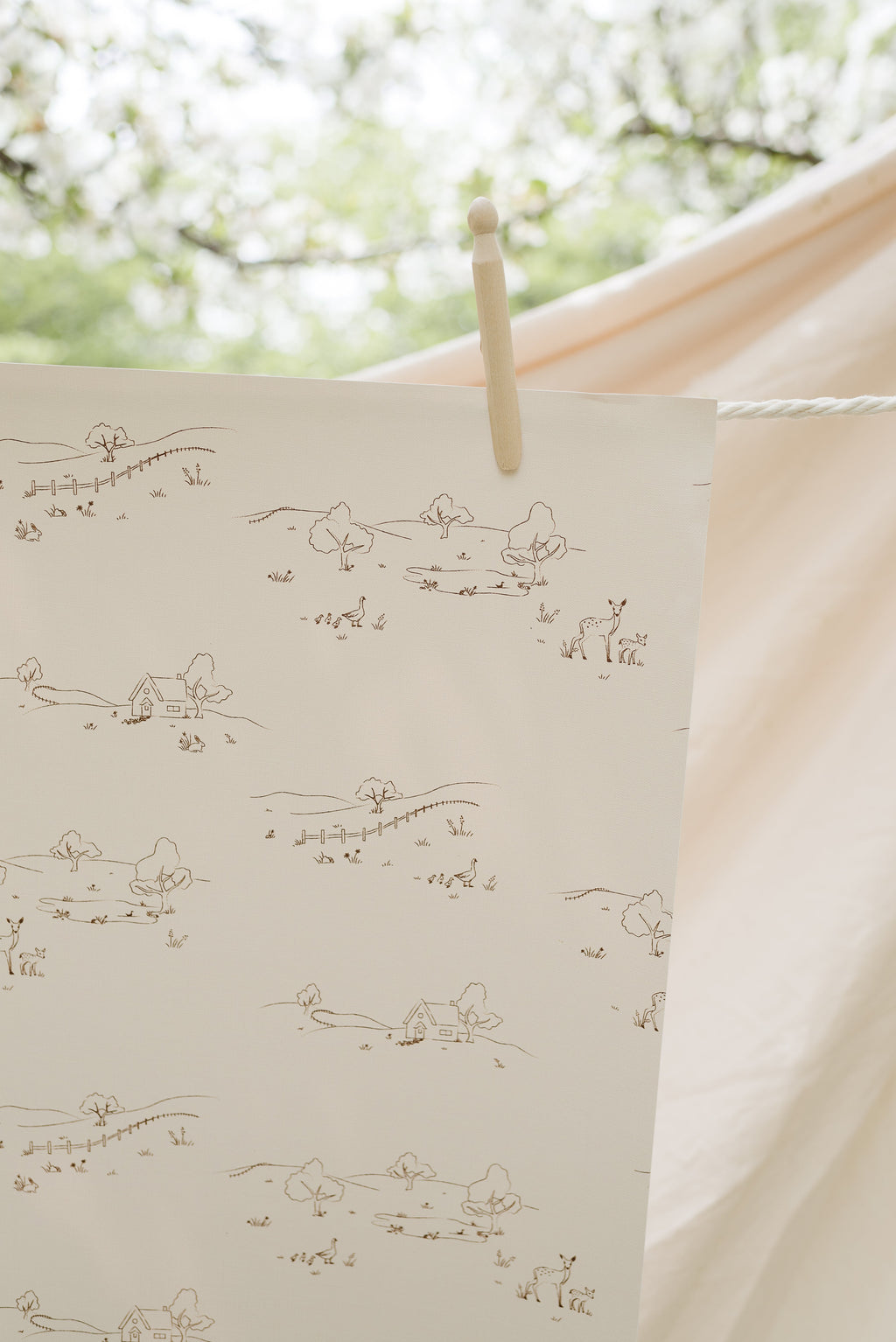 Bennet Wallpaper in Tan and Cream Traditional Farmhouse