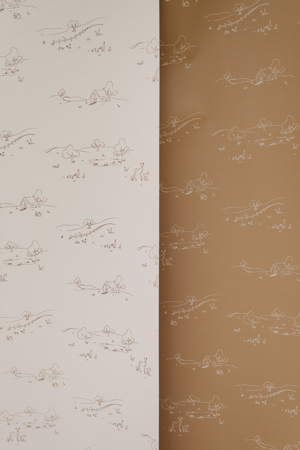 Bennet Wallpaper in Tan and Cream Traditional Farmhouse