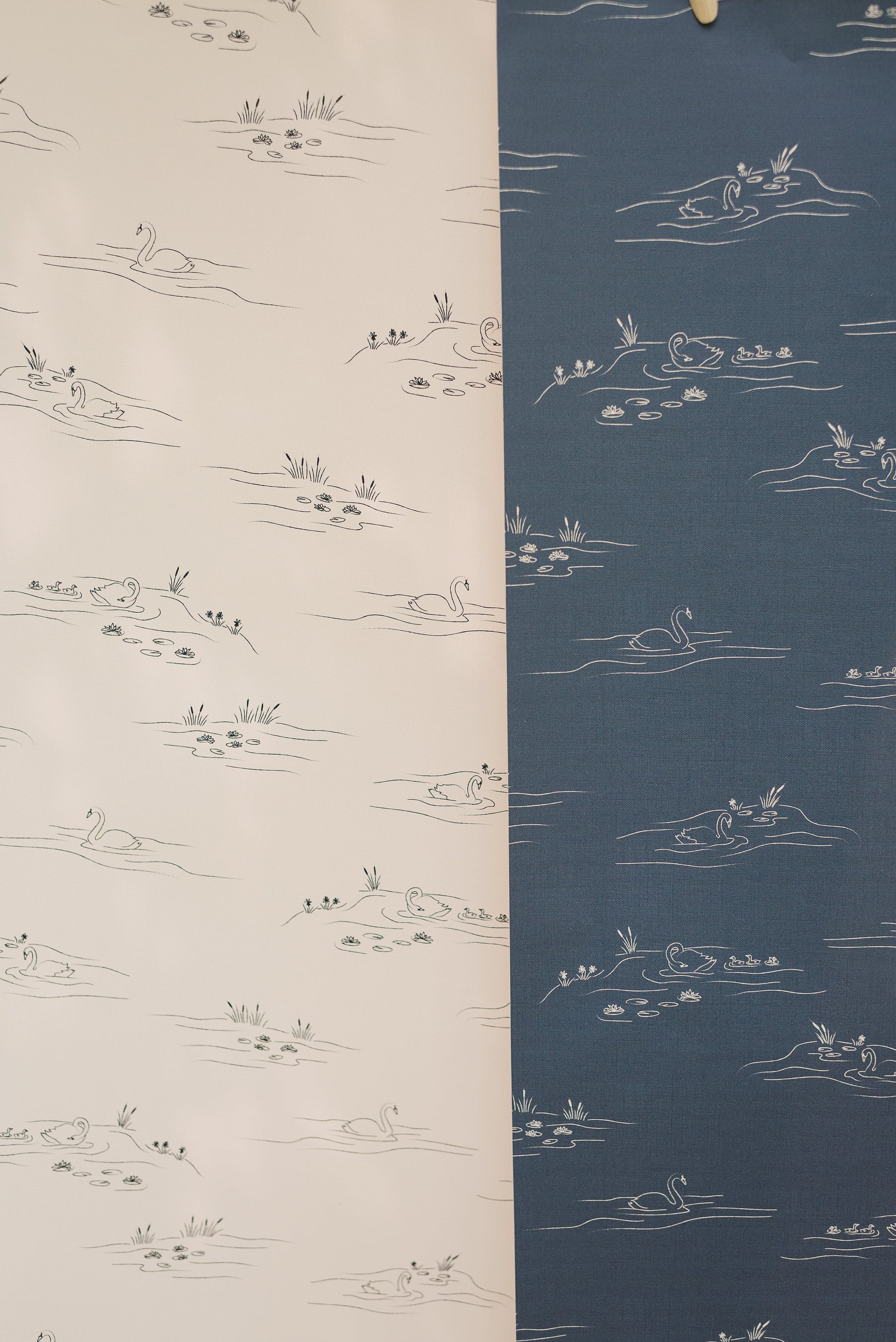 Pemberley Vintage Coastal Removable Wallpaper - Cream & Navy-Blue