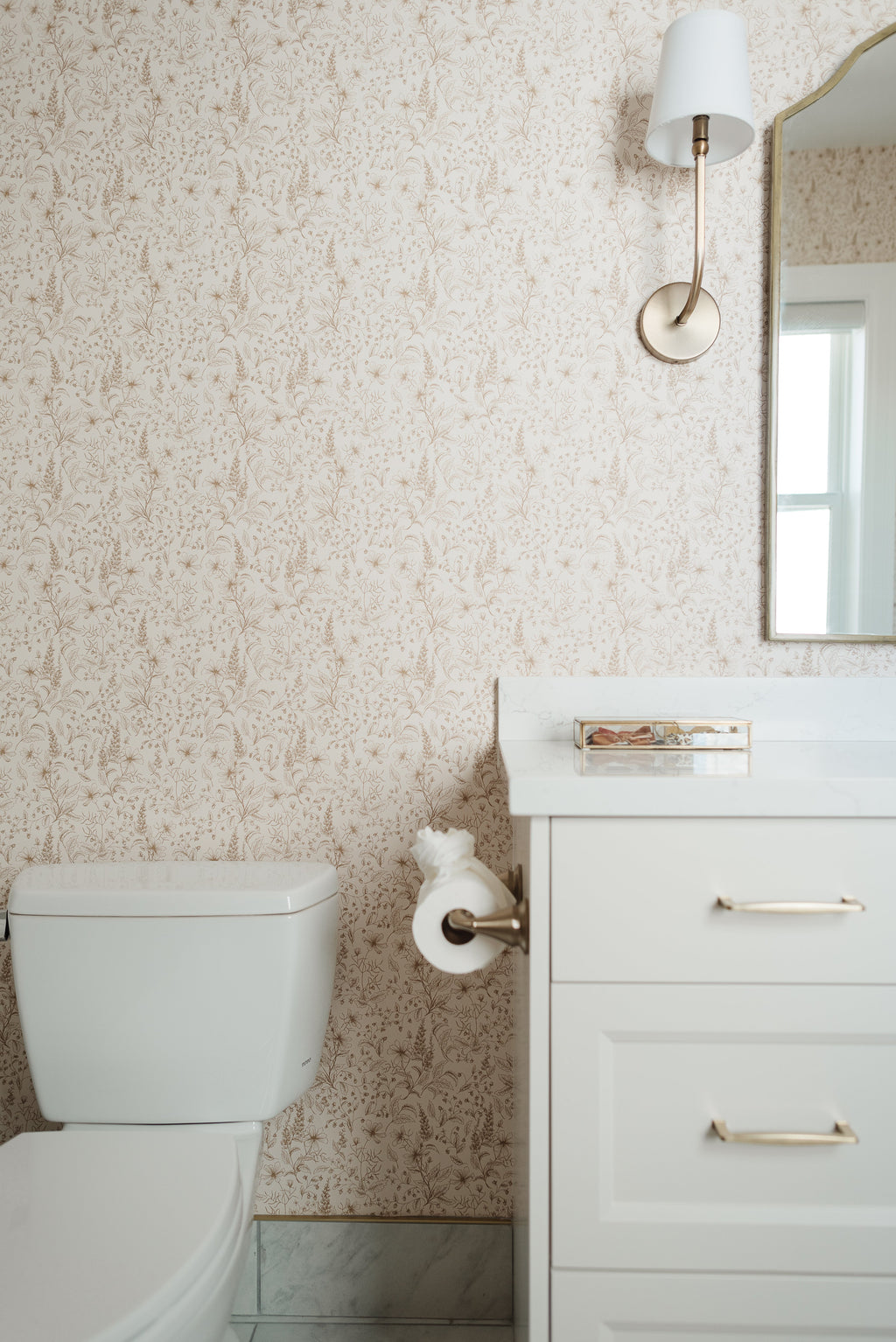 Collins Floral Wallpaper in Blue and Cream Vintage Cottagecore