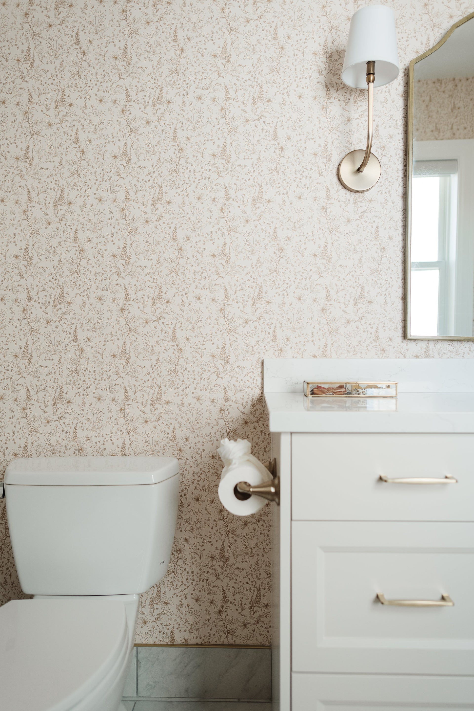 Collins Floral Wallpaper in Blue and Cream Vintage Cottagecore