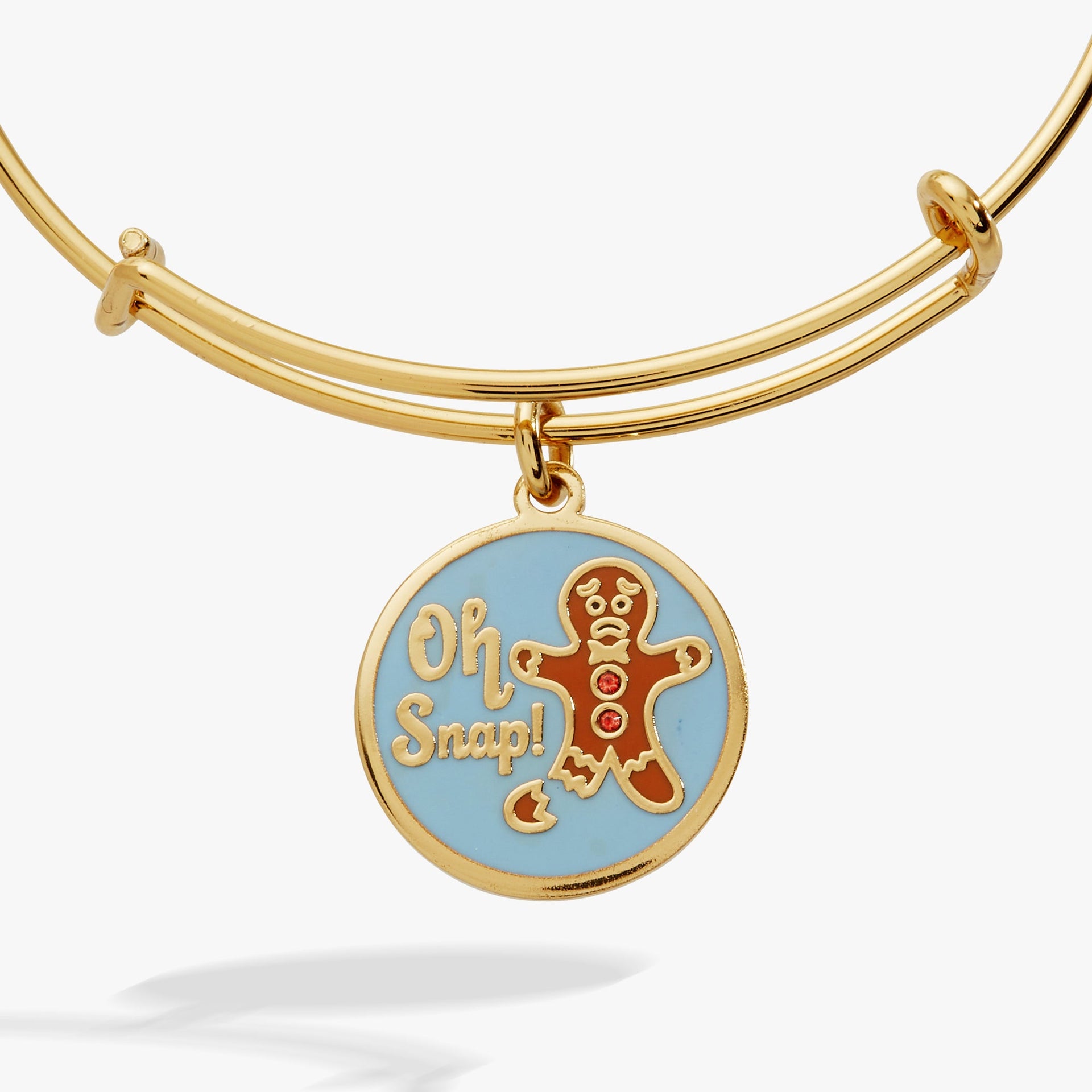 Oh Snap! gingerbread charm bangle featuring enamel cookie details on a gold-tone band.