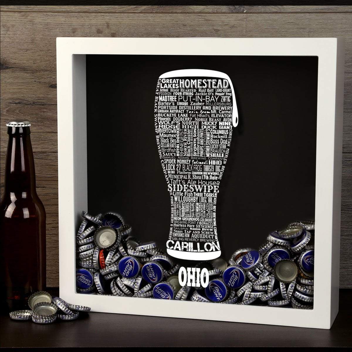 Ohio Beer Typography Shadow Box