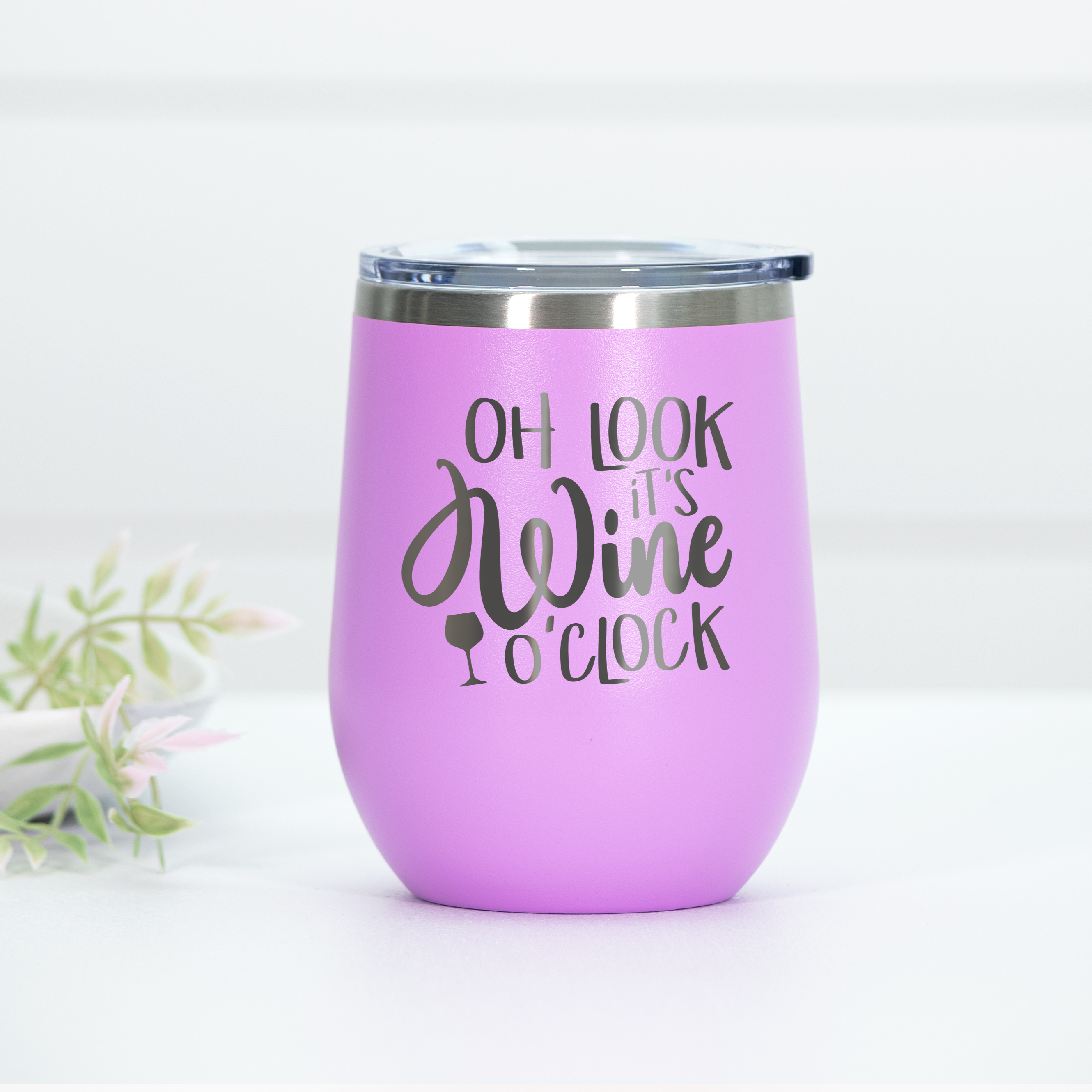 Oh Look Wine O'Clock Engraved Wine Tumbler