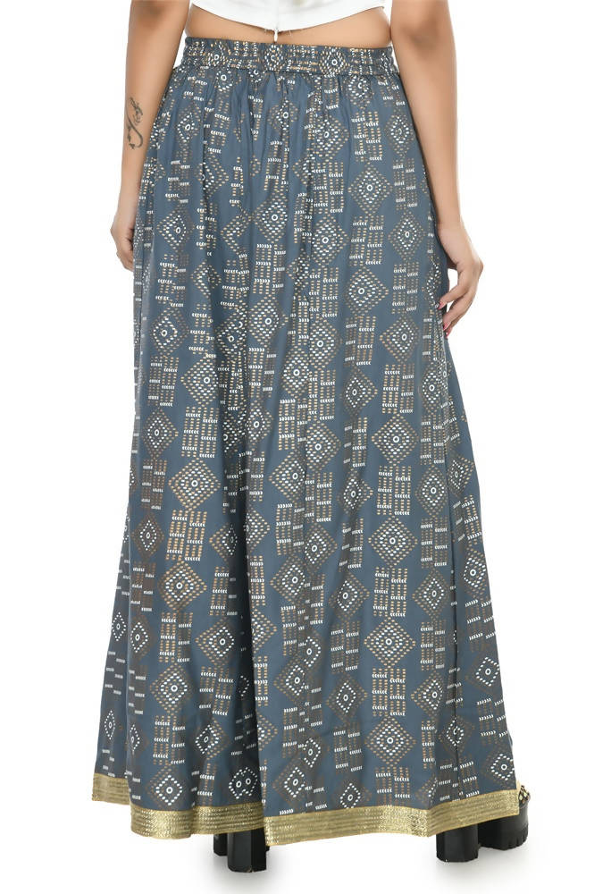 Moeza Grey Printed Cotton Lehenga Lancha 40 Inch Length