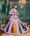 Lavender poly maska silk lehenga choli set for festive occasions