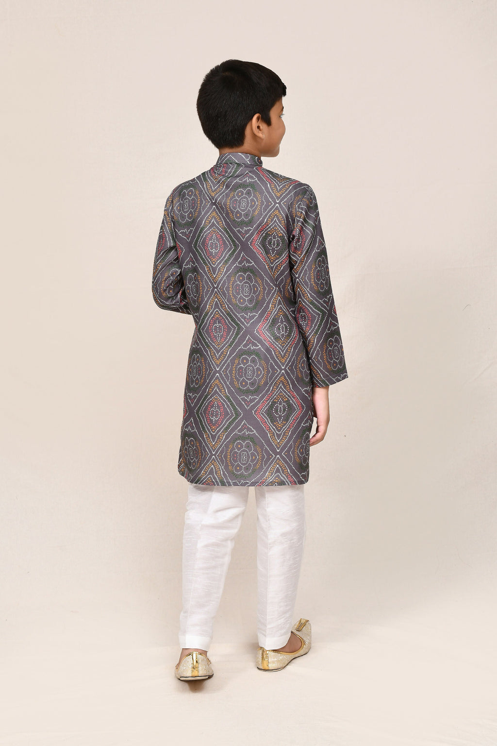 Grey Linen Cotton Kurta Set with White Straight Fit Pants