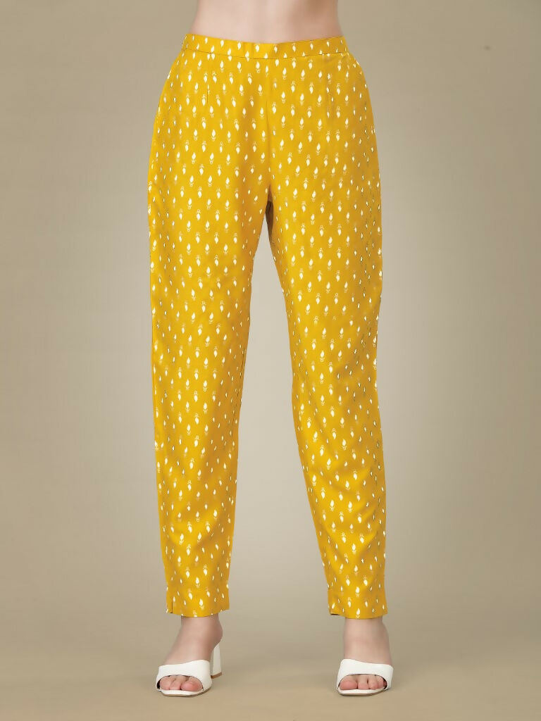 Women's Yellow Embroidered Straight Kurta Pant Set