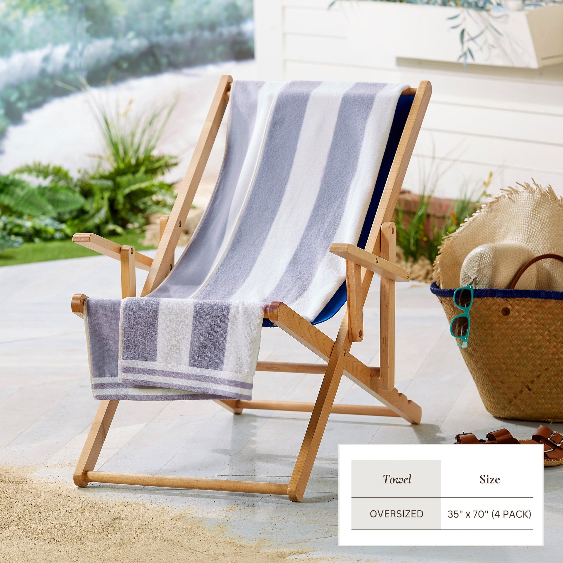 Striped Cabana Beach Towel 100% Cotton Ultra-Soft Pool Towel