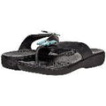 Women's Hope flip flop sandals in black with a teal-blue butterfly accent on the strap