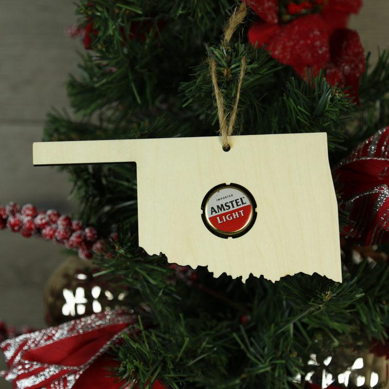 Oklahoma Beer Cap Map Ornaments