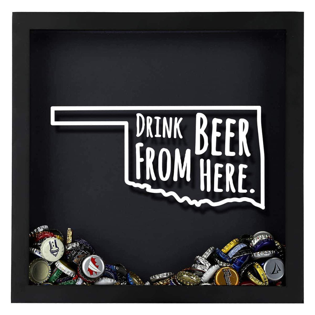 Oklahoma Drink Beer From Here Beer Cap Shadow Box