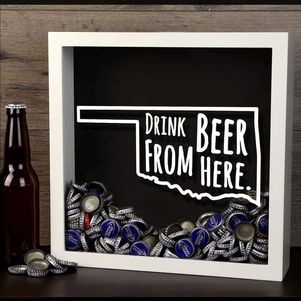 Oklahoma Drink Beer From Here Beer Cap Shadow Box