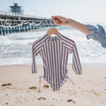 Girl's Long Sleeve Swimsuit | Olive Stripe