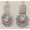 Antique silver oxidized Bollywood style Chandbali earrings for traditional wear