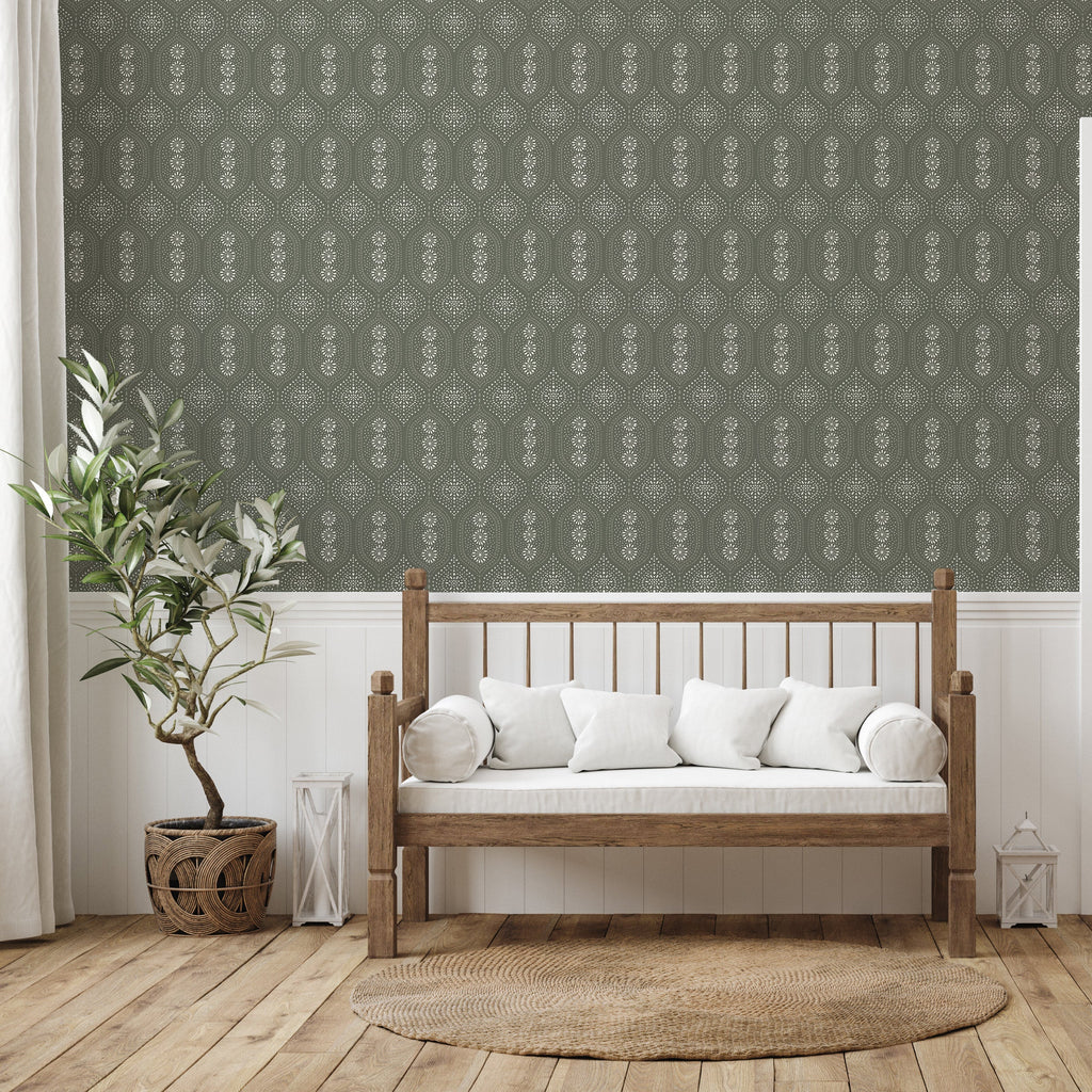Holloway Geometric Wallpaper - Bohemian Off-White, Beige, and Taupe