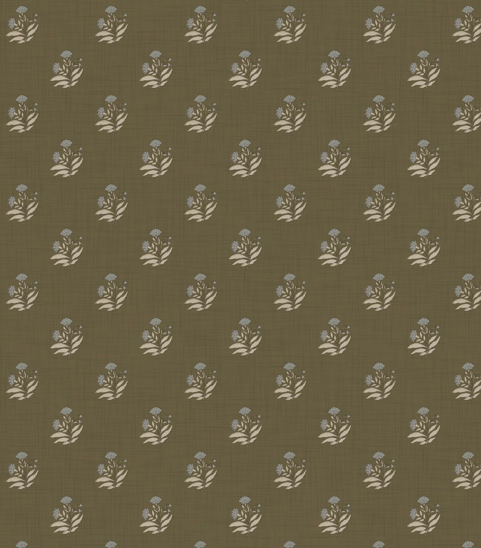 Mulberry Court Floral Removable Wallpaper in Beige and Brown