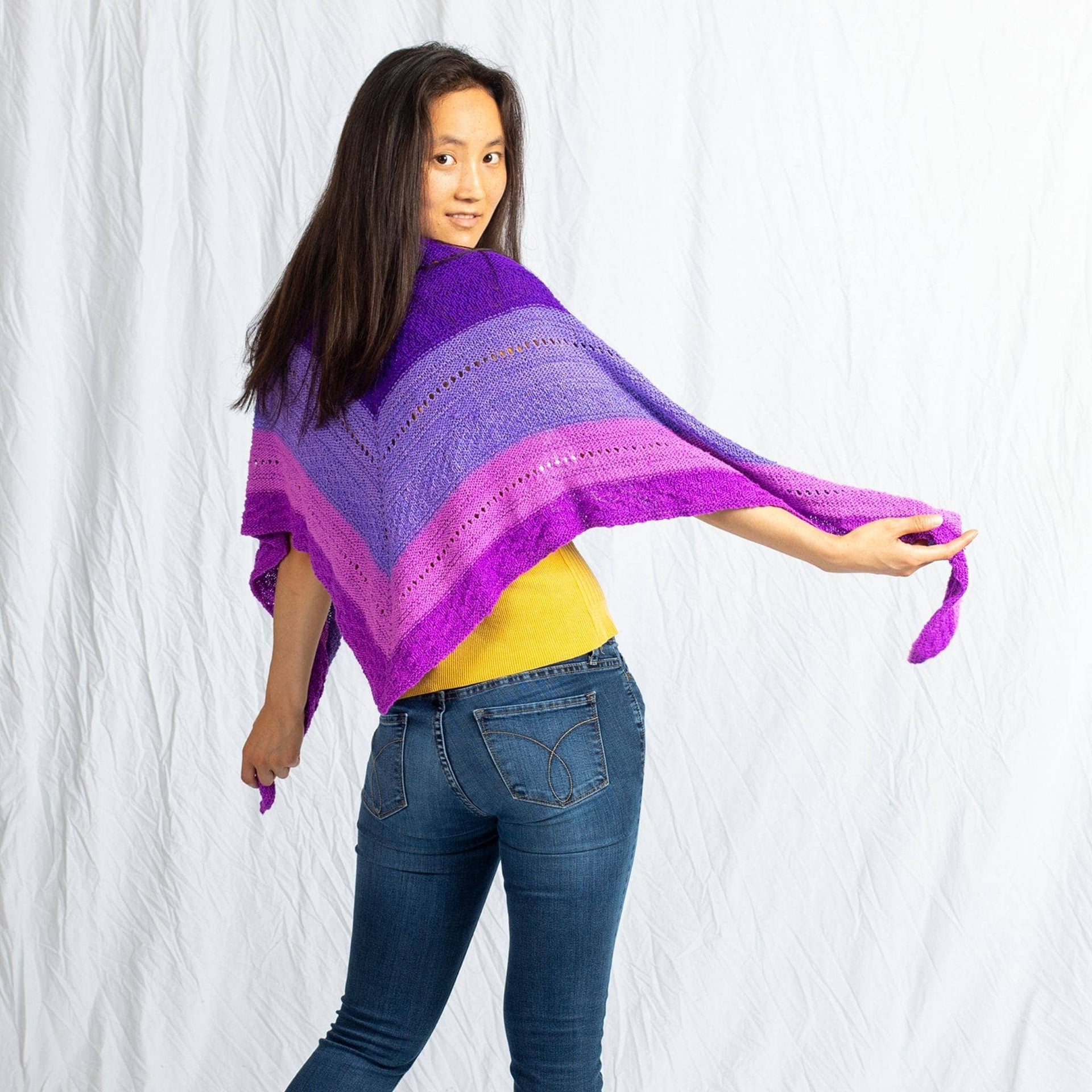 Ombre Stitch Sampler Shawl Knitting Pattern for Silk Yarn