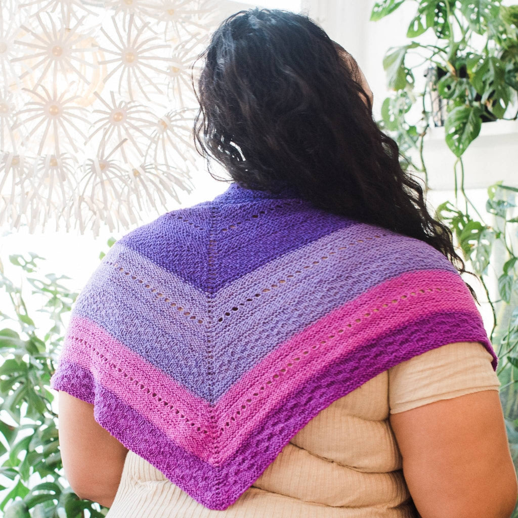 Ombre Stitch Sampler Shawl Knitting Pattern for Silk Yarn
