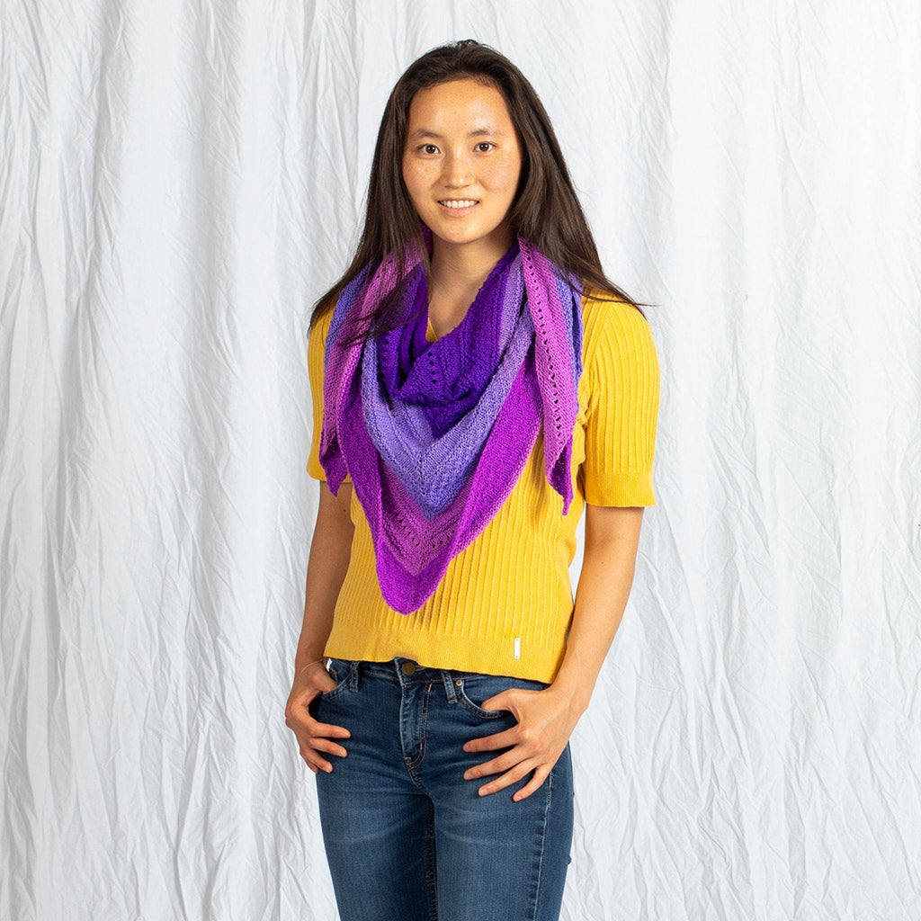 Ombre Stitch Sampler Shawl Knitting Pattern for Silk Yarn