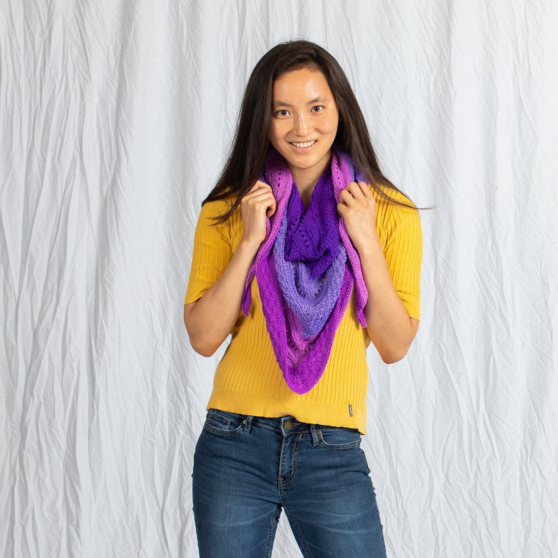 Ombre Stitch Sampler Shawl Knitting Pattern for Silk Yarn