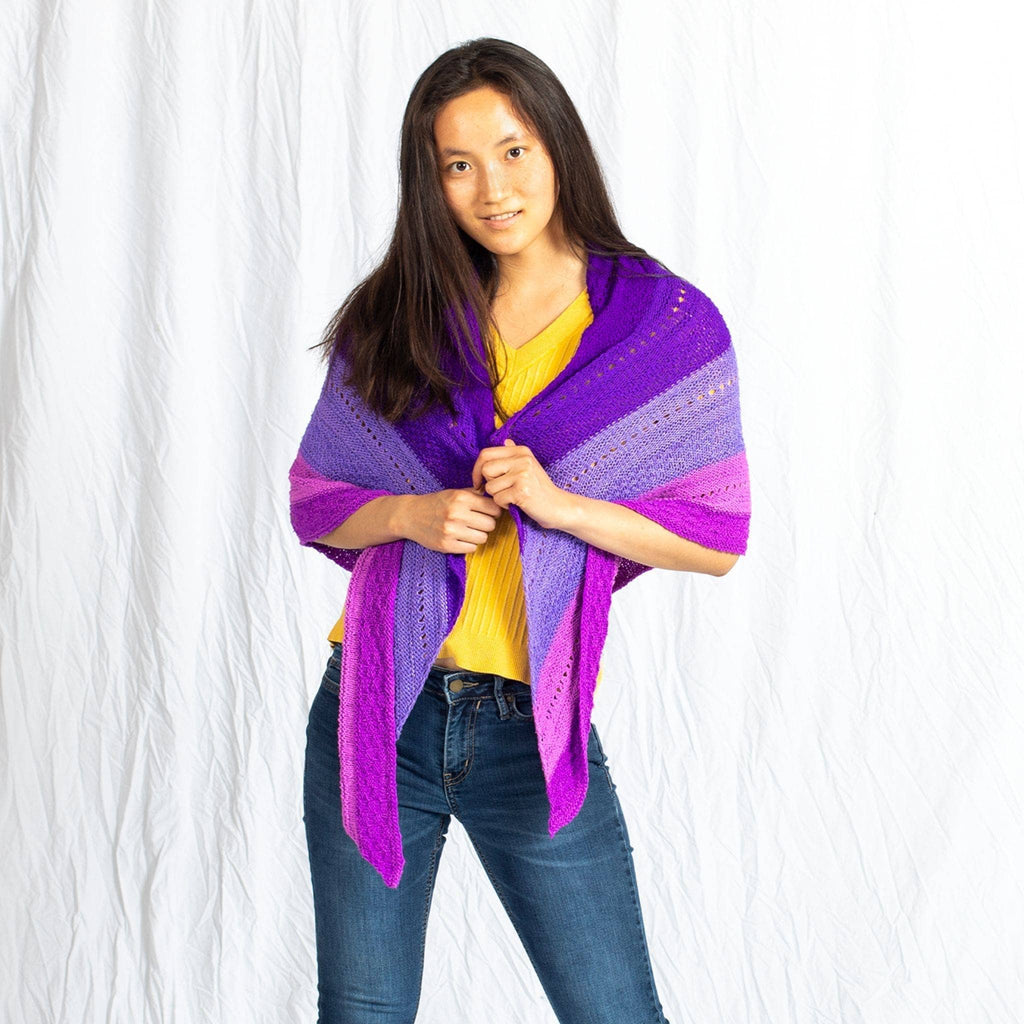 Ombre Stitch Sampler Shawl Knitting Pattern for Silk Yarn