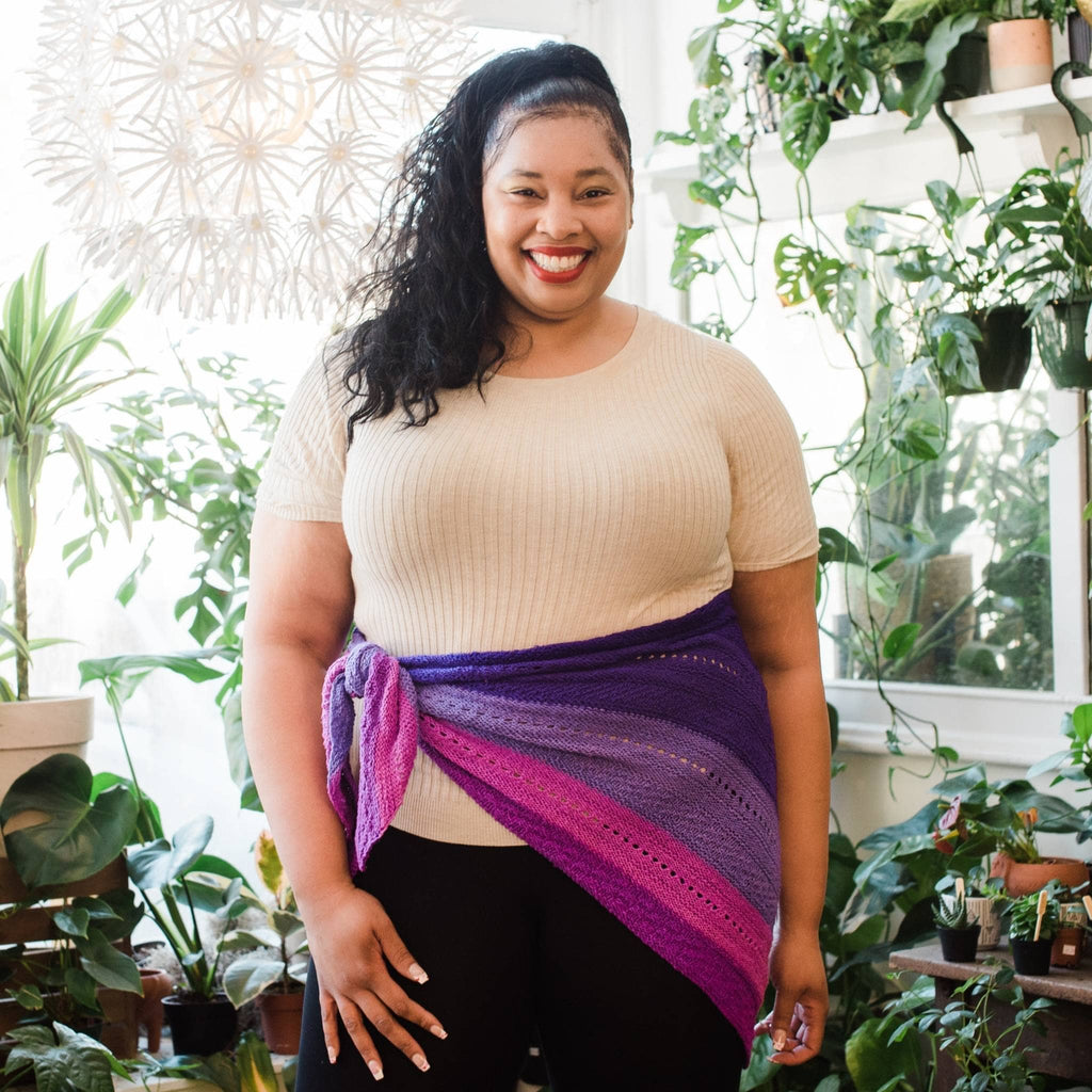 Ombre Stitch Sampler Shawl Knitting Pattern for Silk Yarn