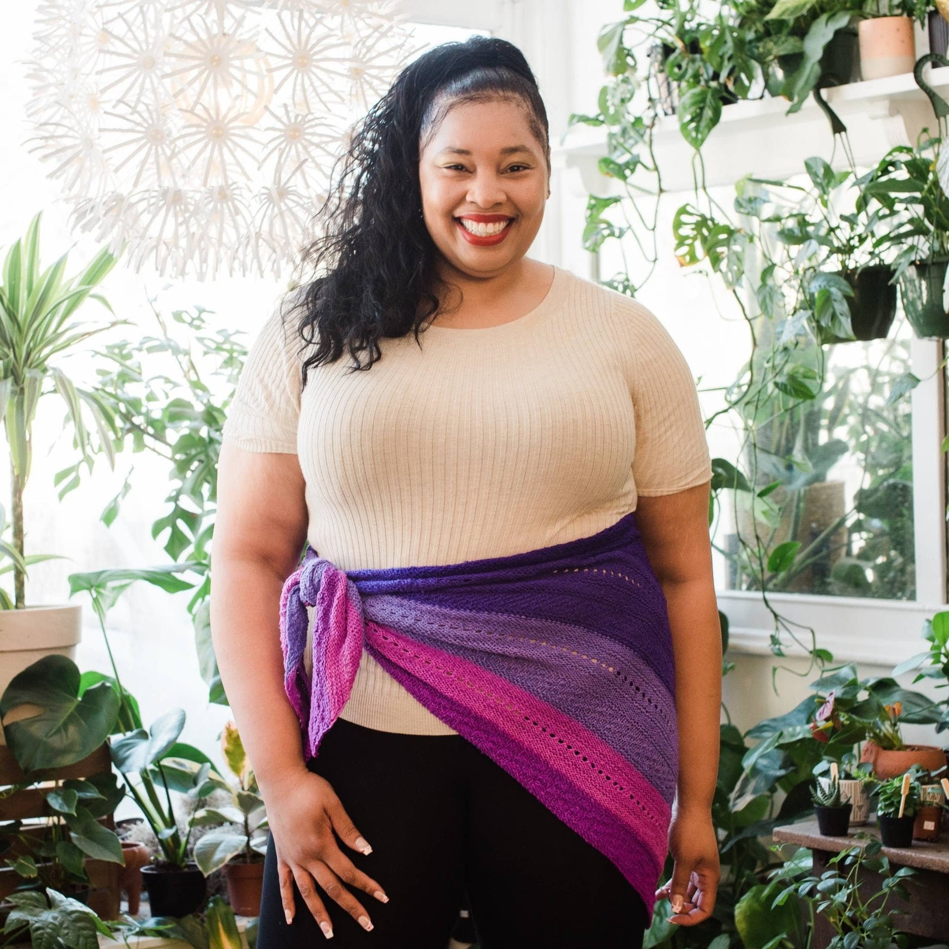 Ombre Stitch Sampler Shawl Knitting Pattern for Silk Yarn