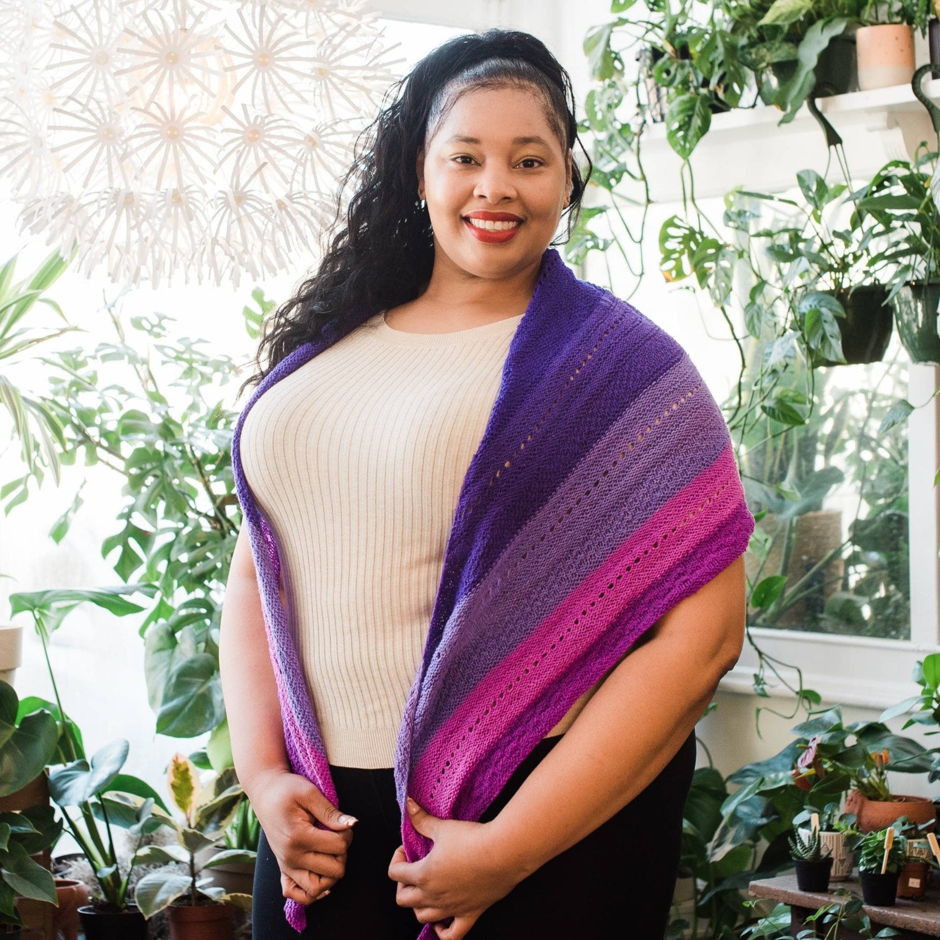 Ombre Stitch Sampler Shawl Knitting Pattern for Silk Yarn