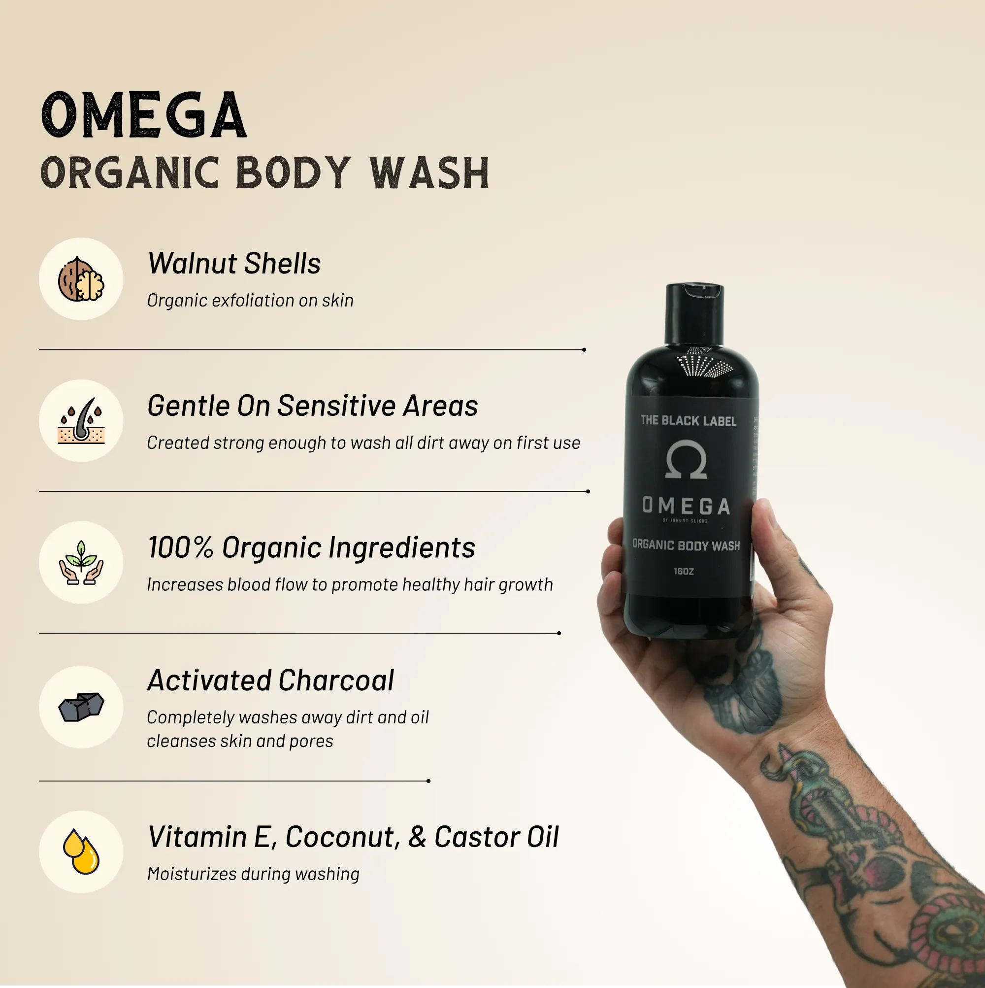 Omega Organic Body Wash 16oz All-Natural Skincare - Image 4