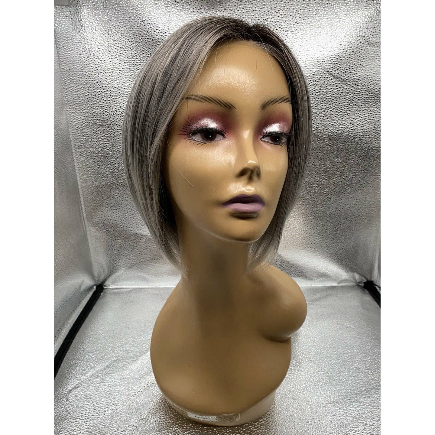 On Edge Synthetic Lace Front Wig with Mono Part, Rooted Blonde