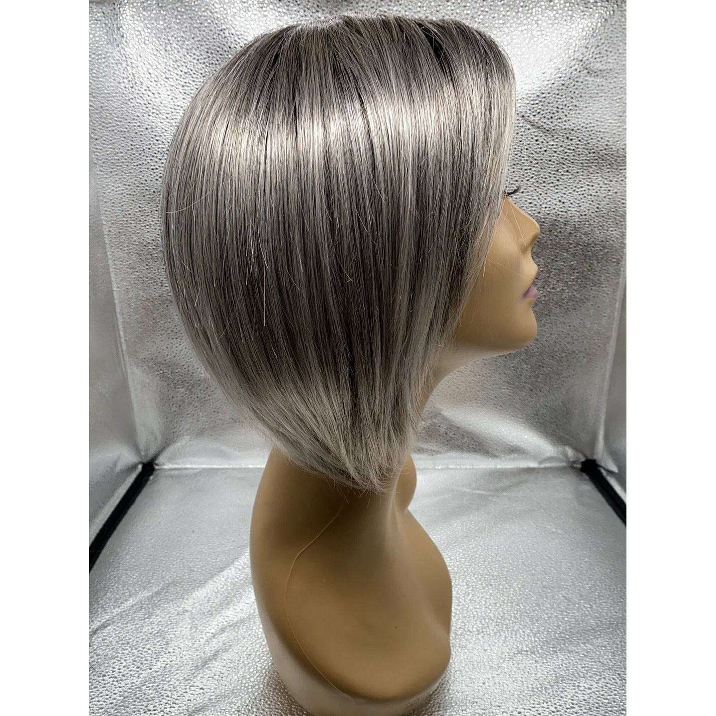 On Edge Synthetic Lace Front Wig with Mono Part, Rooted Blonde