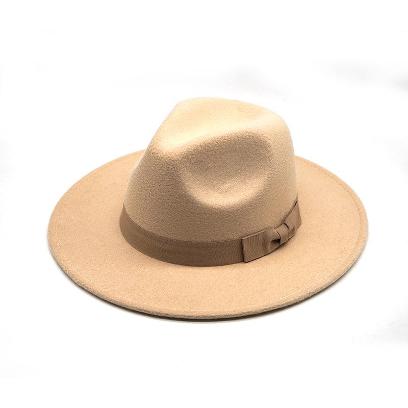Classic Wide Brim Cotton Fedora Hat with Retro Belt Buckle Detail