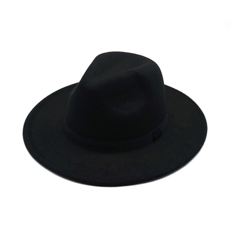 A stylish wide-brim cotton fedora hat with a decorative retro belt buckle design.