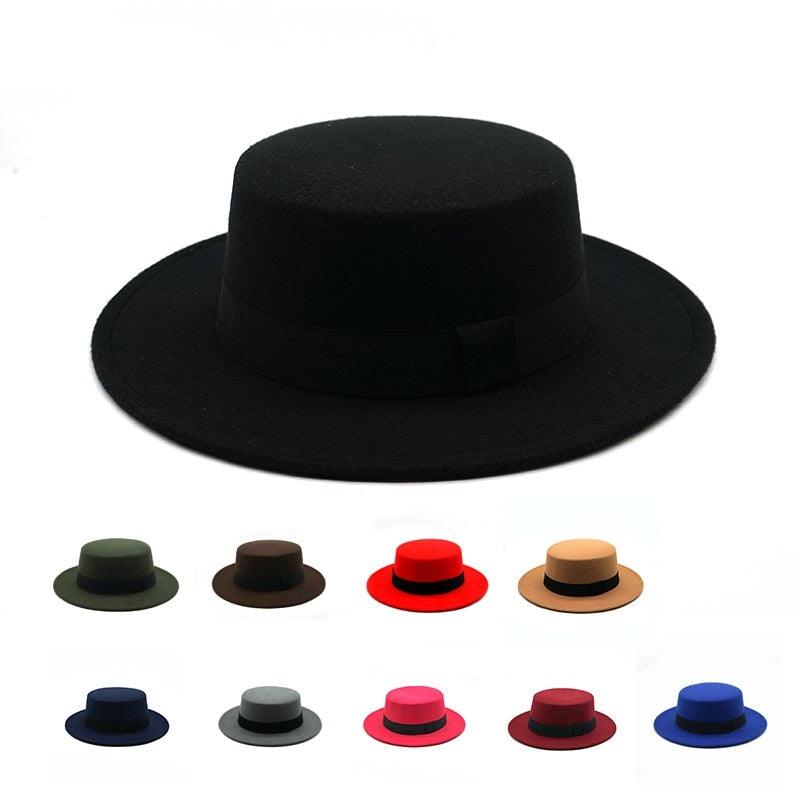 Classic retro wide brim fedora hat with decorative belt detail