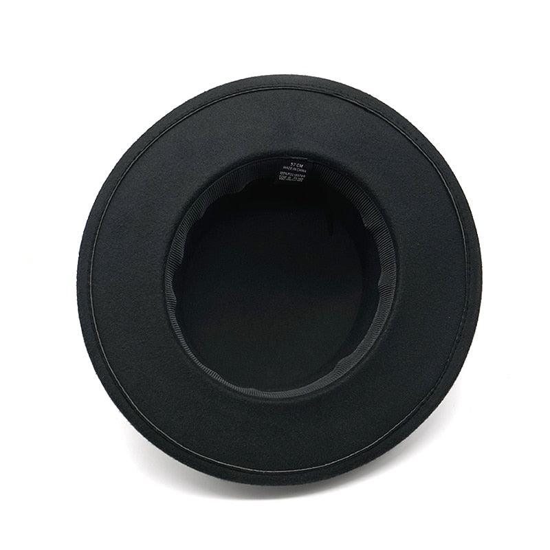 Classic Retro Wide Brim Fedora Hat with Belt Detail