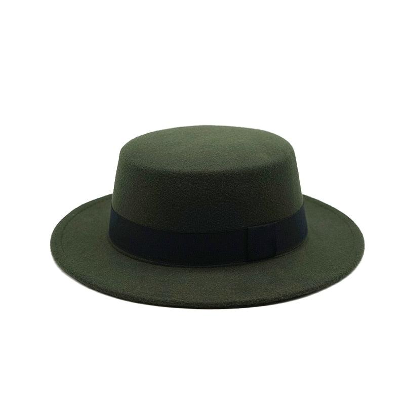 Classic Retro Wide Brim Fedora Hat with Belt Detail