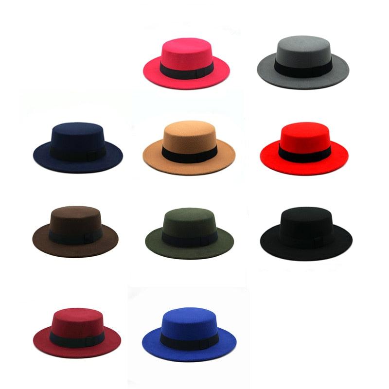 Classic Retro Wide Brim Fedora Hat with Belt Detail