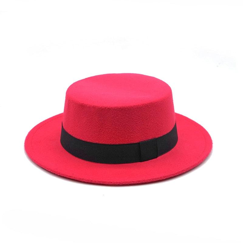 Classic Retro Wide Brim Fedora Hat with Belt Detail