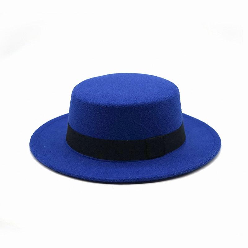 Classic Retro Wide Brim Fedora Hat with Belt Detail
